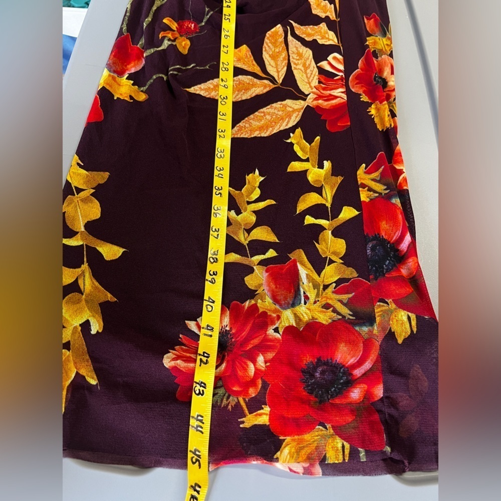 FUZZI Dark burgundy floral stretch midi dress size S/M.‎ - Picture 14 of 14